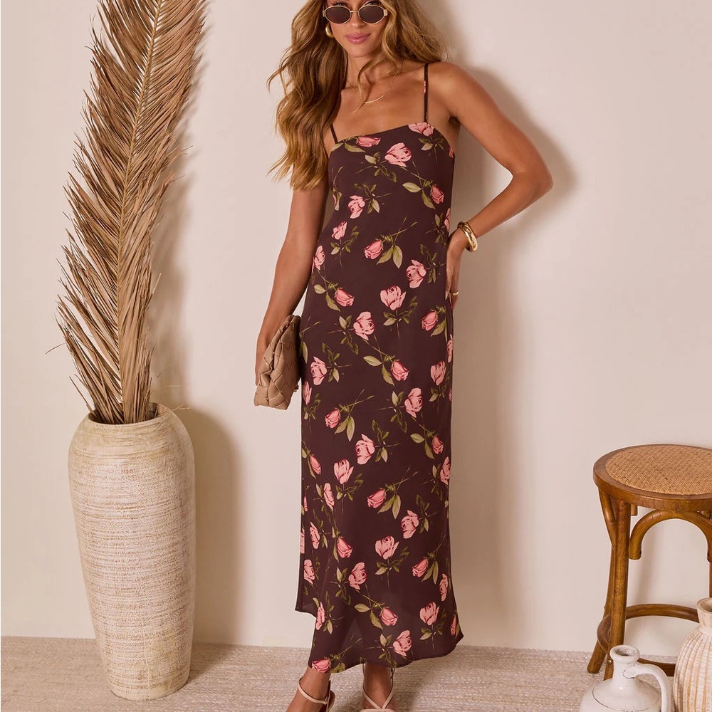 Vici Floral Maxi Dress - Brown and Pink